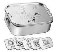 OXYEFEI Boîte à goûter pour enfant avec compartiments, Boîte à pain personnalisée en acier inoxydable pour enfants avec nom - Cadeau pour la rentrée scolaire pour garçon et fille (Taille-2, 1200 ml)