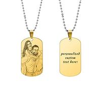 OXYEFEI Collier personnalisé avec plaque d'identité pour chien avec gravure gratuite de texte et d'images, collier avec pendentif en acier inoxydable, cadeau de Noël pour les couples