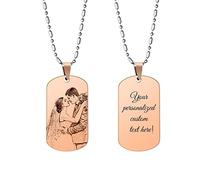 OXYEFEI Collier personnalisé avec plaque d'identité pour chien avec gravure gratuite de texte et d'images, collier avec pendentif en acier inoxydable, cadeau de Noël pour les couples