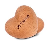 OXYEFEI Décoration de Forme de Coeur en Bois Personnalisable avec Gravé « Je t'aime » Cadeau Témoignage D’Amour (Orange)