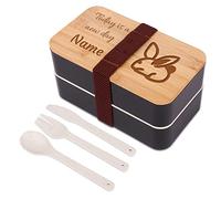 OXYEFEI Lunch Box, Bento Lunch Box Personnalisé avec Prénom, 2 Étages Boîte Bento Hermétique avec Couverts et Sac Bento, Micro-Ondes Lave-Vaisselle, pour Adulte ou Enfant (1200ml)