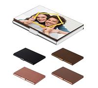 OXYEFEI Porte Cartes de Visite, Texte et Images de Gravure Personnalisés,Etui Porte-Cartes de Visite Portable en INOX,Porte-Cartes Mâle et Femelle pour Cartes de Crédit, Cartes d'identité