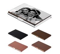 OXYEFEI Porte Cartes de Visite, Texte et Images de Gravure Personnalisés,Etui Porte-Cartes de Visite Portable en INOX,Porte-Cartes Mâle et Femelle pour Cartes de Crédit, Cartes d'identité