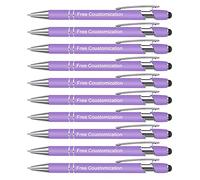 OXYEFEI Stylet capacitif Deux-en-Un et Stylo à Bille Compatible avec Les appareils à écran tactile, Stylo personnalisé avec nom,10 Ensembles par lot (Violet)