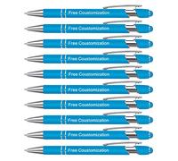 OXYEFEI Stylo personnalisé avec nom, Stylet capacitif Deux-en-Un et Stylo à Bille Compatible avec Les appareils à écran tactile, 10 Ensembles par lot (Bleu Clair)