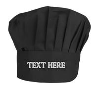 OXYEFEI Toque de Cuisinier Personnalisable avec brodée Un prénom, personnalisé Toque de Chef Femmes et Les Hommes pour Cuisine, hôtel, Restaurant (Le Noir)