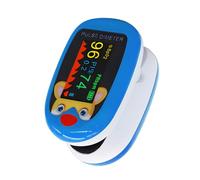 Oxymètre de Doigt, Oxymètre de Pouls Enfant pour 2-12 Ans, Oxymetre de Doigt Professionnel avec Écran Couleur, Affichage des 4 Directions, Mesure de SpO₂ Pouls PI (Bleu)