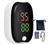 Oxymètre de Doigt Professionnel, Saturomètre SPO2 avec Écran LED, Mesure rapide de Saturation Oxygène et Fréquence Cardiaque, etui de protection + Piles Incluses, Idéal pour sportifs (noir-blanc)