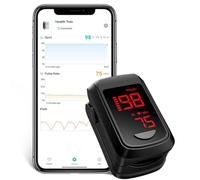 Oxymètre de Pouls Bluetooth, Saturomètre de Doigt Connecté avec Application, Moniteur SpO2 et Fréquence Cardiaque avec Alarme Personnalisable, Écran OLED Multidirectionnel, Indice de Perfusion (PI)