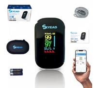 Oxymètre de Pouls - saturomètre professionnel Bluetooth SKYEAD SK-25A - Suivi SpO2 & Fréquence Cardiaque - Écran HD - Appli AILINK iOS/Android - Étui + Piles Inclus - Hommes/Femmes/Sport/Santé (SK25A)