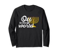 OY TO THE WORLD Hanukkah Mère de Menorah Manche Longue