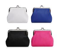 Oyachic 4 Pièces Cuir Porte Monnaie PU Coin Purse Fermoir Clic Clac Vintage Portefeuille Kiss Lock Wallet Femme Bourse Pochette pour Carte