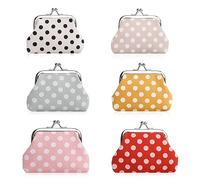 Oyachic 6 Pièces Mini Porte Monnaie Small Coin Purse Polka Dot Portefeuille Clic Clac Femme Bourse Sac Retro Pochette Kiss Lock Wallet