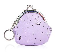Oyachic Fleur Porte Monnaie Floral Coin Purse Vintage Wallet Portefeuille Fermoir Clic Clac Femme Pièces Pochette en Toile Porte Carte (Violet)