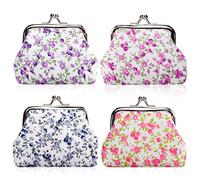 Oyachic - Monedero de 4 Paquetes Con Cierre de Corchete Kisslock - Bolsa de Cambio Pequeño, Con Monedero, Regalo Para Mujeres, Niñas, 3.5 "L X 2.8" H