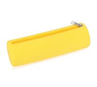 Oyachic Silicone Trousse Scolaire Pencil Case Ronde Sac à Crayons Ecole Papeterie Organisateur pour Stylos Maquillage Collégiens Adulte Ado (Yellow)