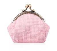 Oyachic Tweed Porte Monnaie Coin Purse Fermoir Clic Clac Portefeuille Sac de Bourse (Rose)