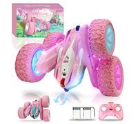 OYAKG Voiture Télécommandée,4WD Licorne Rose Voiture Telecommandé Enfant Fille 3 4 5 6 7 8 9 10 Ans Aves Radiocommandée et 2 Piles, RC 360° Flip Rotatif et Lumière,Jouet Cadeau Fille 3-12 Ans