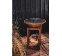 OYAT-Brasero de cuisson coloris cognac avec porte-bûches B.B.O 58 Oyat - diamètre 58 cm