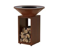 OYAT-Brasero de cuisson coloris cognac avec porte-bûches B.B.O 78 Oyat - 78 cm