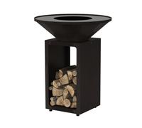 OYAT-Brasero de cuisson coloris noir avec porte-bûches B.B.O 78 Oyat - 78 cm