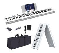 OYAYO Piano pliable avec 88 touches avec écran LCD et boutons semi-lestés - Prise en charge MIDI Bluetooth - Clavier piano numérique avec sac de piano pour enfants - Cadeau d'anniversaire (blanc)