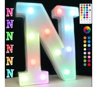 Oycbuzo 16 couleurs changeantes Lettre de l'alphabet lumineux lumineux coloré 26 Signes de l'alphabet - Minuterie LED à distance USB - Décoration de bar