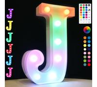 Oycbuzo Lettres lumineuses LED colorées - 18 couleurs changeantes - Minuterie à distance - Pour chambre de fille, mariage, fête d'anniversaire, Noël, maison, bar