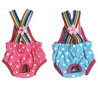 Oyccen 2 Paquets Points Physiologique Pantalons à Bretelles Couches de Chiens Réutilisables Culotte Hygiéniques pour Petits Chiens