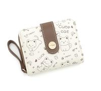 Oyccen Petit Portefeuille Chat Mignon pour Femme - Porte-Cartes en PU Cuir avec Porte Monnaie Court et Fermeture Éclair