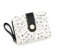 Oyccen Petit Portefeuille Chat Mignon pour Femme - Porte-Cartes en PU Cuir Porte Monnaie Court avec Fermeture Éclair