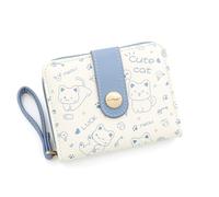 Oyccen Petit Portefeuille Chat Mignon Pour Femme Porte-Cartes en PU Cuir Porte Monnaie Court avec Fermeture Éclair