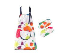 Oyccen Tablier Enfant Imperméable, Tablier de Peinture avec Manches, Enfants Tablier de Cuisine Réglable pour Artisanat, Peinture, Cuisson, Pâtisserie