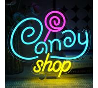 OYCGZV Candy Shop - Panneau néon LED - Panneau mural LED - Pour bar à bonbons - Décoration de table - Café - Restaurant - Anniversaire - Autres événements