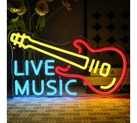 OYCGZV Live Music Plaque murale LED néon colorée pour guitare, USB, pour bière, bar, rock, studio, garage, chambre à coucher, fête, boutique, cadeau pour amis