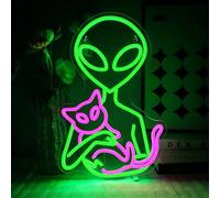 OYCGZV Panneau néon Alien Alien Chat Led Panneau néon mural Chat Led Panneau pour bar à bière zone de jeu salon chambre à coucher club antre d'homme fête décoration maison cadeaux