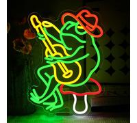 OYCGZV Panneau néon en forme de grenouille - Panneau LED - Panneau mural amusant - USB - LED - Pour zone de jeu, bar, musique en direct, studio, bureau, garage, chambre à coucher, fête, magasin