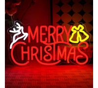 OYCGZV Panneau néon « Joyeux Noël » - Merry Christmas - Plaque néon LED - Inscription murale - Veilleuse USB - Plaque néon en forme de rennes pour fête du Nouvel An, fête, maison, restaurant, bar