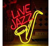 OYCGZV Panneau néon LED Live Jazz - Panneau mural LED - Pour bar à bière, bar, musique, studio, bureau, garage, chambre à coucher, chambre à coucher, fête, magasin - Cadeau pour amis