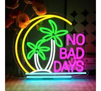 OYCGZV Panneau Néon "No Bad Days" Palme - Panneau LED Néon Mural pour Bar à Bière - Signe Néon Lunaire LED pour Chambre, Café, Club, Magasin, Pub, Grotte pour Homme, Décorations d'Été, Plage, Fête