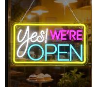 OYCGZV Panneau néon ouvert « Yes We are Open » LED - Panneau mural ouvert - USB - Intensité variable - Pour bière, bar, café, pub, café, club, homme, grotte, fête, magasin, pub tribal, décorations