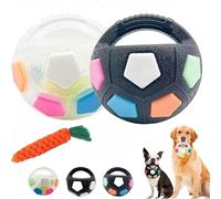 OYCXXCX Ballon de Football pour Chien en TPR, Balle apaisante avec poignée, Jouet interactif, Balle Flottante et couineuse, Convient à Tous Les Chiens, Jeu interactif et Amusant (2PCS-B)