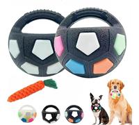 OYCXXCX Ballon de Football pour Chien en TPR, Balle apaisante avec poignée, Jouet interactif, Balle Flottante et couineuse, Convient à Tous Les Chiens, Jeu interactif et Amusant (2PCS-A)