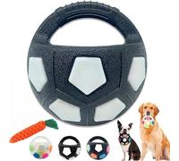 OYCXXCX Ballon de Football pour Chien en TPR, Balle apaisante avec poignée, Jouet interactif, Balle Flottante et couineuse, Convient à Tous Les Chiens, Jeu interactif et Amusant (1PC-BlackB)
