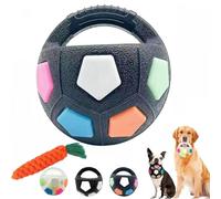 OYCXXCX Ballon de Football pour Chien en TPR, Balle apaisante avec poignée, Jouet interactif, Balle Flottante et couineuse, Convient à Tous Les Chiens, Jeu interactif et Amusant (1PC-BlackA)