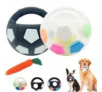 OYCXXCX Ballon de Football pour Chien en TPR, Balle apaisante avec poignée, Jouet interactif, Balle Flottante et couineuse, Convient à Tous Les Chiens, Jeu interactif et Amusant (2PCS-C)