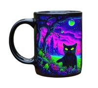 OYCXXCX Mug Halloween Mystère de Minuit Chat Noir - Tasse à Café en Céramique 320ml avec Château Gothique, Cadeau Effrayant pour Amoureux des Chats, Compatible Lave-Vaisselle & Micro-ondes (#B)