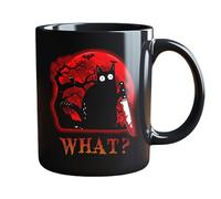 OYCXXCX Mug Halloween Mystère de Minuit Chat Noir - Tasse à Café en Céramique 320ml avec Château Gothique, Cadeau Effrayant pour Amoureux des Chats, Compatible Lave-Vaisselle & Micro-ondes (#A)