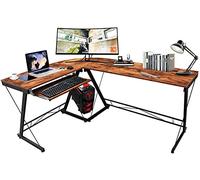 OYE Bureau en forme de L, 158 x 120 x 73 cm, table de gaming avec compartiment pour clavier, espace de travail d'angle avec bureau, bureau peu encombrant, pour jeux, bureau à domicile, montage facile