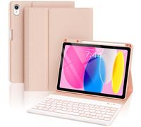 OYEEICE Étui avec clavier élargi pour iPad 10e génération 2022 11,9", clavier anti-chute pour iPad 10e génération 11" avec 7 couleurs rétroéclairé et porte-crayon (rose, style classique)